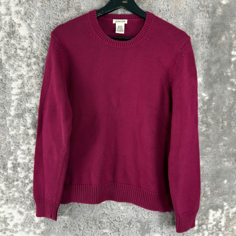 St. John's Bay Size Medium Cotton Knit Crewneck Pullover Sweater Maroon Women